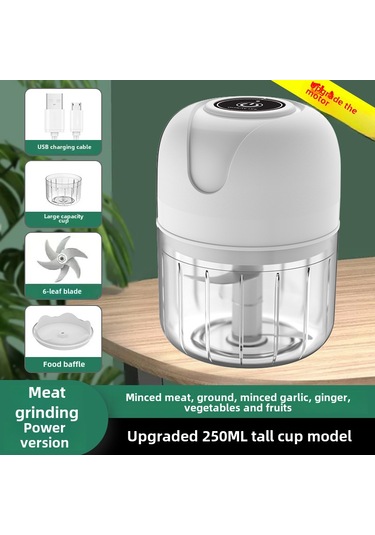 Youmex Mini Elektrikli Sarımsak Dilimleyici - Kablosuz 250ml 6 Bıçaklı Mutfak Aleti - Ev Ve Profesyonel Kullanım Beyaz Diğer