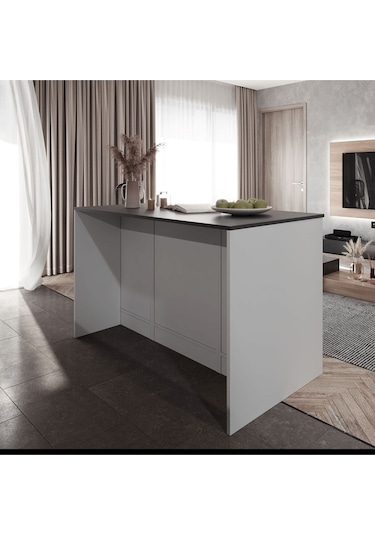 Swing Mutfak Adası -3 Çekmeceli Alt Modül- Çok Amaçlı Dolap 140 Cm Tezgah Dahil Beyaz