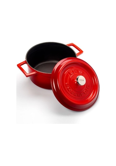 Lava Döküm Yuvarlak Tencere Çap 20Cm Trendy Kırmızı