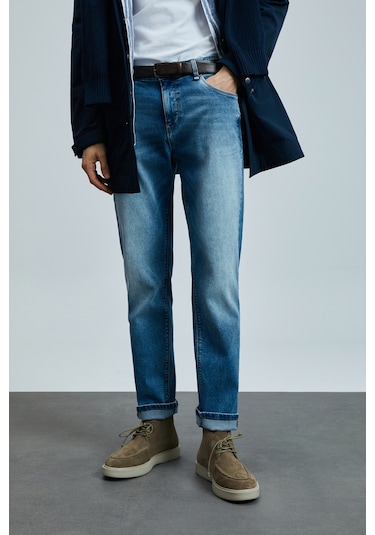 Lufian Mattıas Smart Jean Erkek Pantolon Slim Fit Mavi Mavi 111200189100300 Mavi