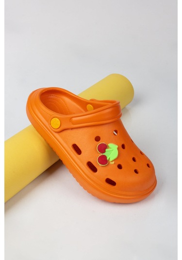 Kız Çocuk Kiraz Figürlü Terlik-5660-turuncu Turuncu