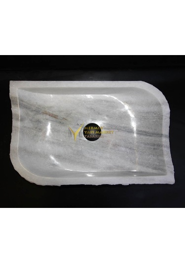 Muğla Beyaz Mermer Tasarım Köşeli Lavabo