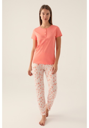 Arnetta 2891 Kadın Kısa Kol Pijama Takımı Somon