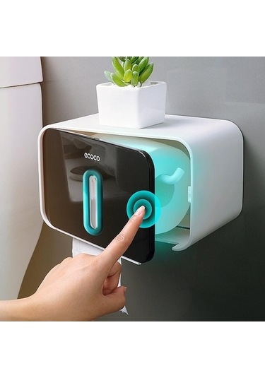 Novahub Mavi Mengnı Taşınabilir Tuvalet Kağıdı Tutucu Duvara Monte Banyo Depolama Rafı Yaratıcı Katlanabilir Askı Doku Kutusu Ev Tuvalet Kağıdı Tutucu Mavi