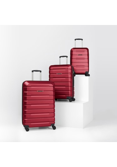 Unisex 4 Tekerli Kilitli 3'lü Set Valiz Bordo