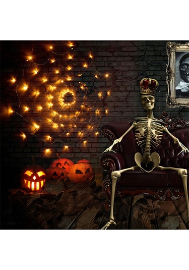 Kosona Halloween Dekorasyon Işıklı Örümcek Ağı 1m 70 Led Isı Beyaz 8 Flaş Modu Uzaktan Kumandalı Pilli Işık Diğer