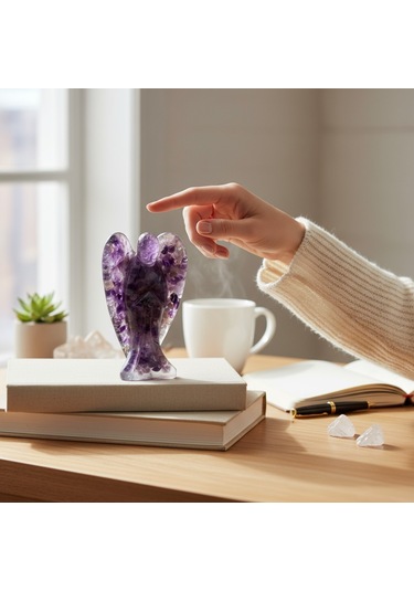 Doğaltaş Melek Epoksi Reçine Ametist Melek