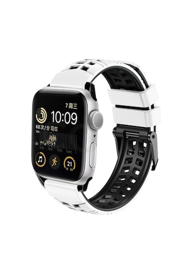 iOS Uyumlu Watch İçin Se 2023 44mm Twill Çift Sıralı Toka Silikon Saat Bandı