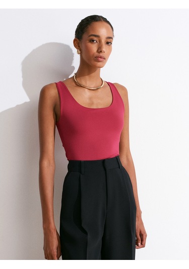 Dilvin 20977 Kalın Askılı Poliamid Atlet-koyu Fuşya Koyu Fuşya