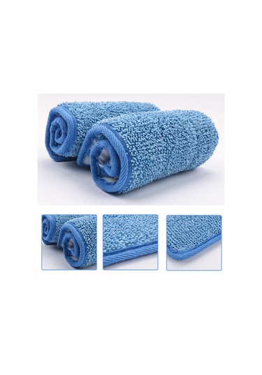 Youmex Mikrofiber Zemin Temizlik Mop Kefesi - Bağcıklı Küçük Mop Ucu Değiştirme Parçası - Mavi - 4 Adet