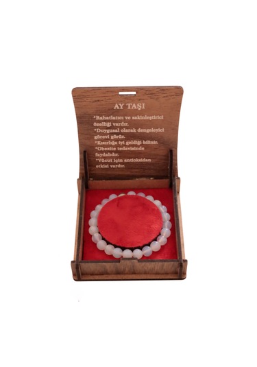 Hediye Kutulu Doğal Ay Taşı Bileklik Duygusal Denge Ve Rahatlık Şeffaf