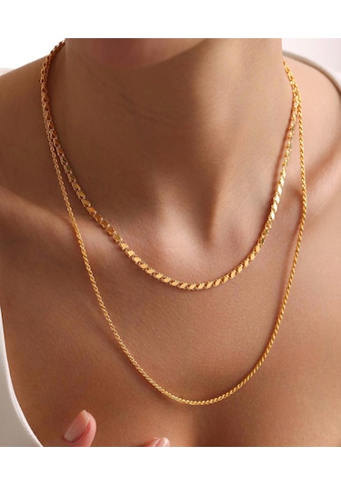 Bayar Gold 14 Ayar Altın Halep Halat Kombin Zincir Kolye