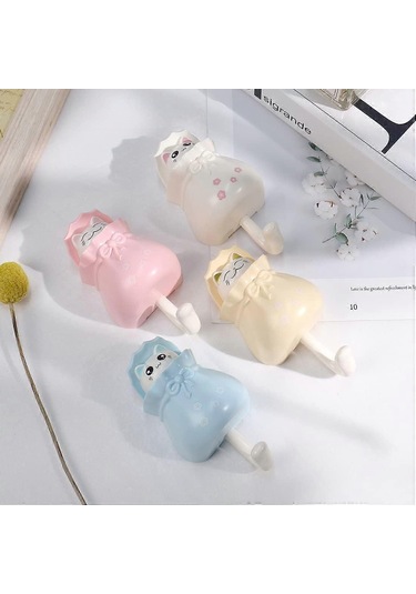 Adet Sevimli Duvar Kancaları, Oda Dekoru İçin Yapışkanlı Kedi Anahtarlık, Havlu Sırt Çantası Şapka Atkı Asma Dekorasyonu İçin Ağır Hizmet Tipi Duvara Monte Kedi Palto Kancaları Çok Renkli