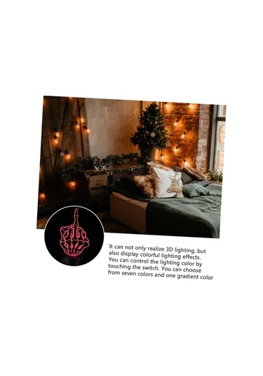 Goldenqian Dikey Orta Parmak 3d Lamba Led Masa Lambası Led Masa Lambası 3d Gece Lambası Led Fenerler Led Gece Lambası Ampüller Led Kreş Gece Işıkları 3d Görsel Lamba Siyah Parti Malze Fykxdb Siyah