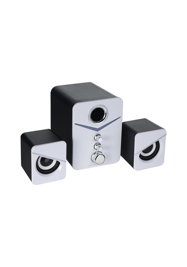 Teltree D-221 2.1 Kanal Usb Beslemeli Hoparlör Seti - 3.5mm Ses Girişi, Mavi Işık Efekti, Beyaz - Dizüstü Ve Cep Telefonu Uyumlu