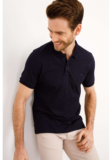 İgs Modern Fit Dar Kalıp Erkek Polo Yaka Tişört Lacivert