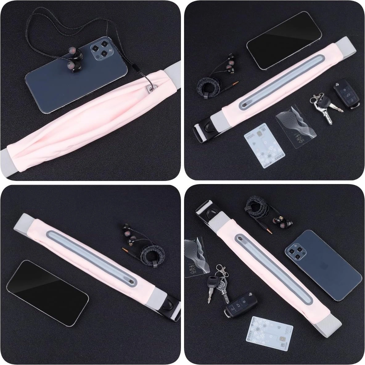 Dofolink Pembe Spor Bel Çantası - 7.2 İnç Telefon Uyumlu, 60-110 Cm Bel Ölçümü, Multifonksiyonel Koşu Ve Fitness Çantası Pembe