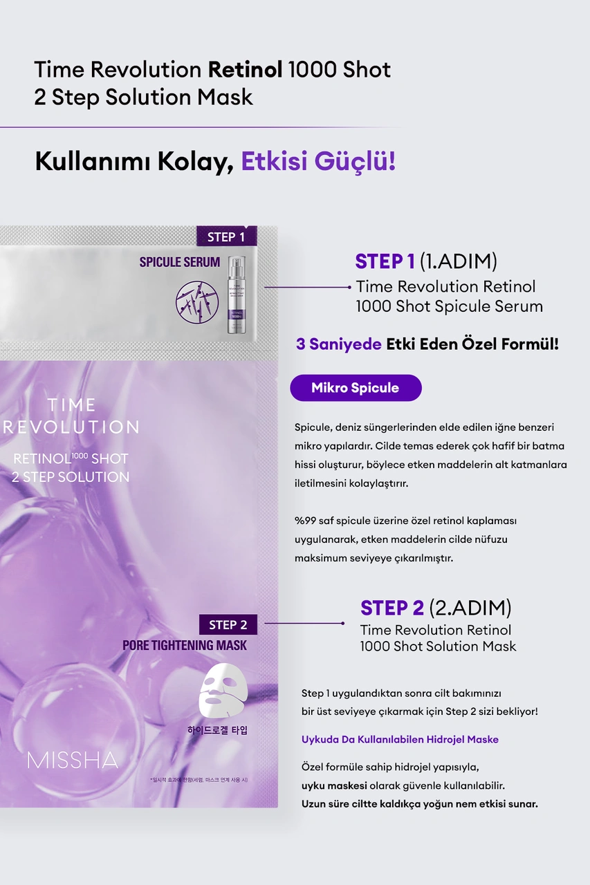 Mıssha Time Revolution Retinol 1000 Shot 2 Step Solution Mask