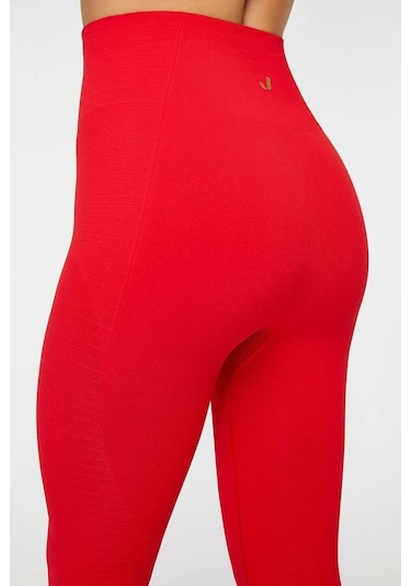 Jerf Gela Yüksek Bel, Esnek Ve Toparlayıcı Spor Tayt Kırmızı