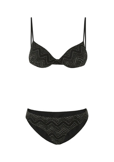 Missoni Zig Zag Lamé Viskon Bikini Siyah