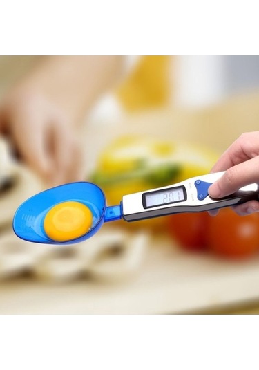 Dancemonkey Yüksek Hassasiyetli Lcd Ekran Dijital Ölçüm Kaşığı 500gr-0.1gr, Küçük Boyutlu Tasarım Gri - Mavi