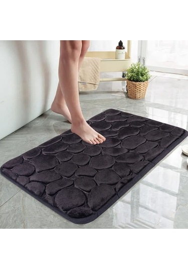 Ulzyvf Yumuşak Hafıza Köpüklü Banyo Paspası - Süper Emici, Kaymaz, Makinede Yıkanabilir Siyah Siyah