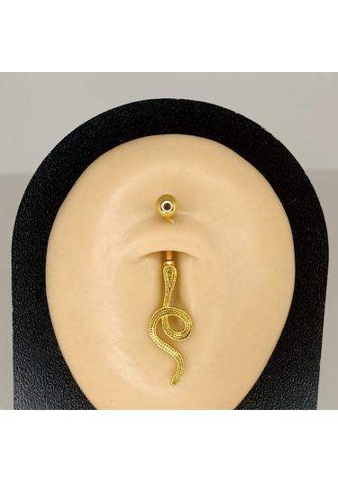 Aya Tasarım Gold Renkli Yılan Göbek Piercing Altın