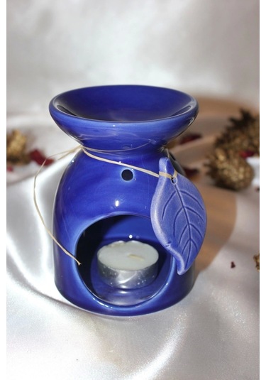 Buhardanlık Doğa Yapraklı Buhurdanlık Seramik Mavi
