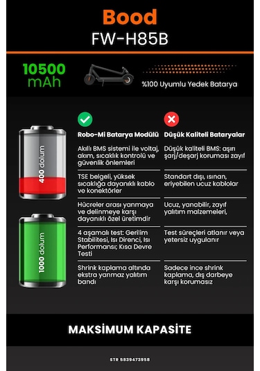 Bood FW-H85B / 36v 10500mAh Elektrikli Scooter Bataryası
