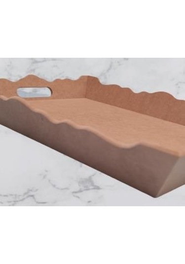 Hobi Dekoratif Model Tepsi Dikdörtgen Dalga Kenar Ahşap HAM MDF El Yapımı