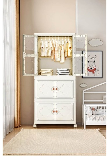 Piev Çok Amaçlı Büyük Hacimli Tekerlekli Katlanabilir 3 Katlı Saklama Kabı Gardırop Organizer Antrasit Antrasit