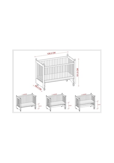 Meltem Kids Mondo Sallanır Ahşap Anne Yanı Beşik 60 x 120 CM Krem