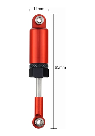 Youtek Kırmızı Alüminyum Amortisör + Tutucu Seti, 4 Adet, 11mm Çap, 65mm Uzunluk -顽皮龙皮卡 C14 C24 Uyumlu