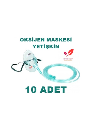 Oksijen Solunum Maskesi Haznesiz Yetişkin Maske (10 Adet)