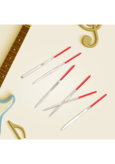 Lemestar Gitar, Keman, Guzheng İçin 10'lu Çeşitli Şekilli Metal Dosya Seti - Düz, Kare, Yuvarlak, Yarım Yuvarlak, Elips, Üçgen - Kaydırmaya Dayanıklı Kollü, Dayanıklı Zımpara Aracı