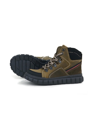 Rakerplus Hakiki Deri Kum Rengi Fermuarlı Erkek Çocuk Bot Bej - Kum