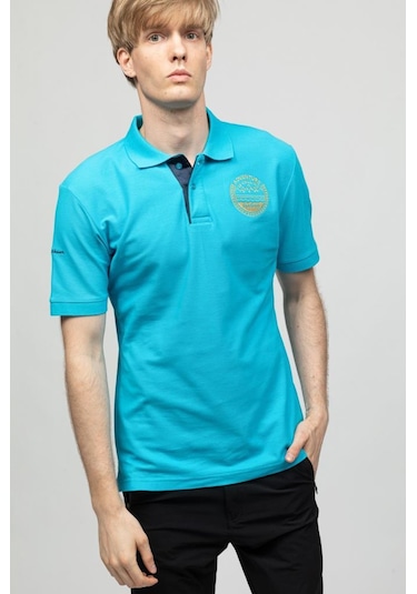 Panthzer Taftan Polo Yaka Erkek Tişört Mavi Mavi