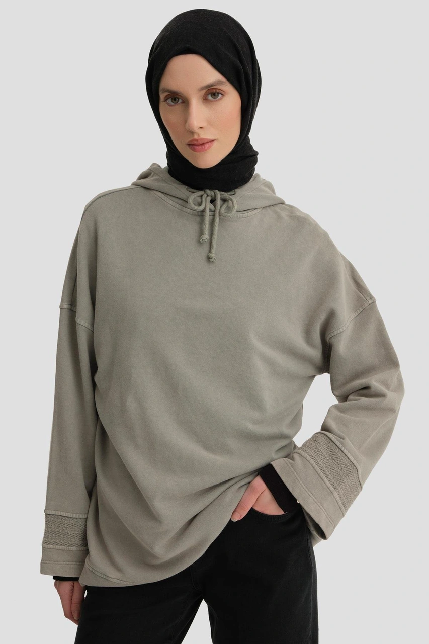 Armine Yıkama Efektli Sweat 24kd6804 Vizon Vizon