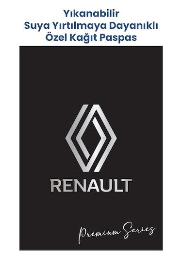 Yıkanabilir Kağıt Renault Oto Paspas Kağıdı Siyah Gümüş 50 Adet