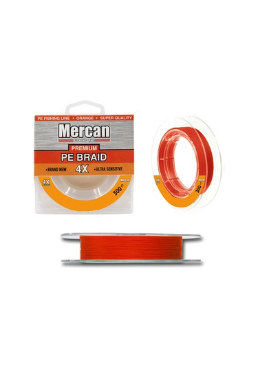 Mercan Pe Örgü Premium 4X İp 300 M Turuncu Misina