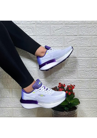 M.p 1674 Beyaz-mor Fuspetli Bayan Yürüyüş Dolgu Spor Ayakkabı 001