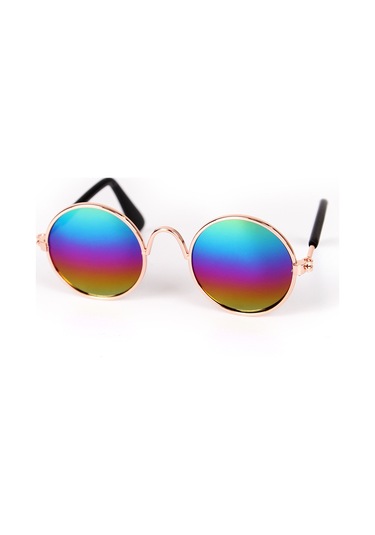 Geekyou Kedi Köpek Güneş Gözlüğü - Renkli Yansımalı Metal Çerçeve Pet Moda Aksesuarı