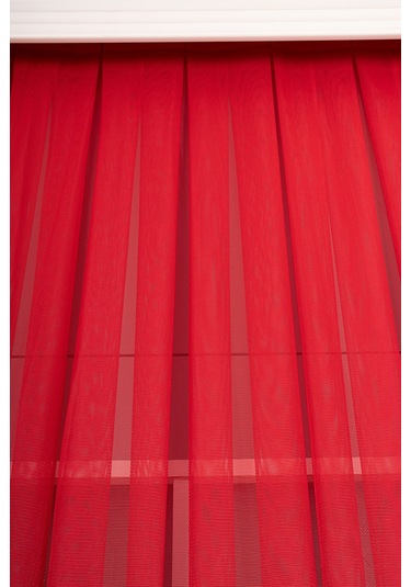 Kırmızı Grek Tül Perde Petek Zemin