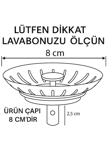 Çöpmak Mutfak Lavabo Sifon Gideri Paslanmaz Metal Tıpa Süzgeci 8
