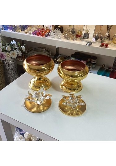 Dekoratif 2'li Nilüferli Kutu Gold Renk