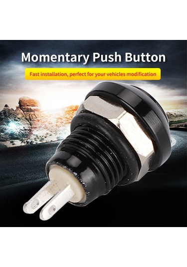 Geeroyoo 8mm Mini Otomobil Butonu - 24v 1a, Su Geçirmez Ip65 , Zıplayıcı Tip, Çinko-alüminyum, Siyah - Klakson/güç/anahtar Kullanıma Uygun