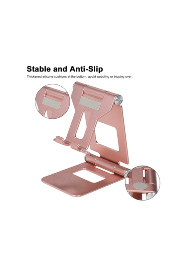 Kosona Alüminyum Çift Katlanabilir Telefon Ve Tablet Tutucu - 270 Döner, Taşınabilir, Sabit Triangular Yapı, Rose Gold