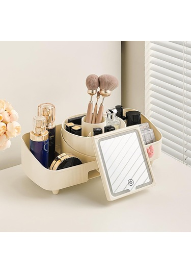 Aydınlatmalı Aynalı Döndürülebilir Makyaj Düzenleyici Krem