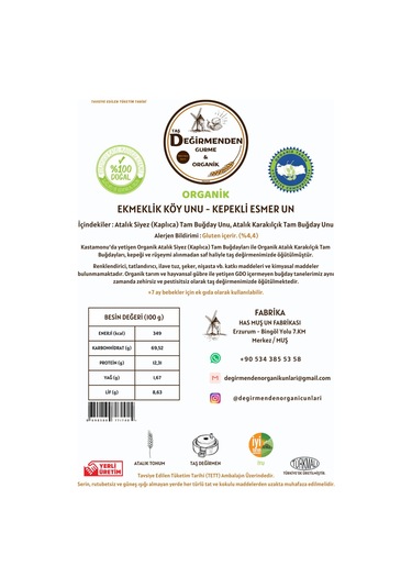 Taş Değirmenden Gurme & Organik Atalık Ekmeklik Köy Unu Kepekli Esmer Un 5 KG