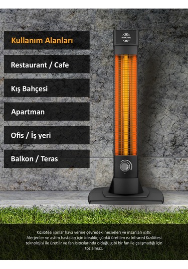 Mirkraft 3452 - 2500 Watt Karbon İnfrared Dikey Elektrikli Isıtıcı Soba- 4 Isı Ayarı